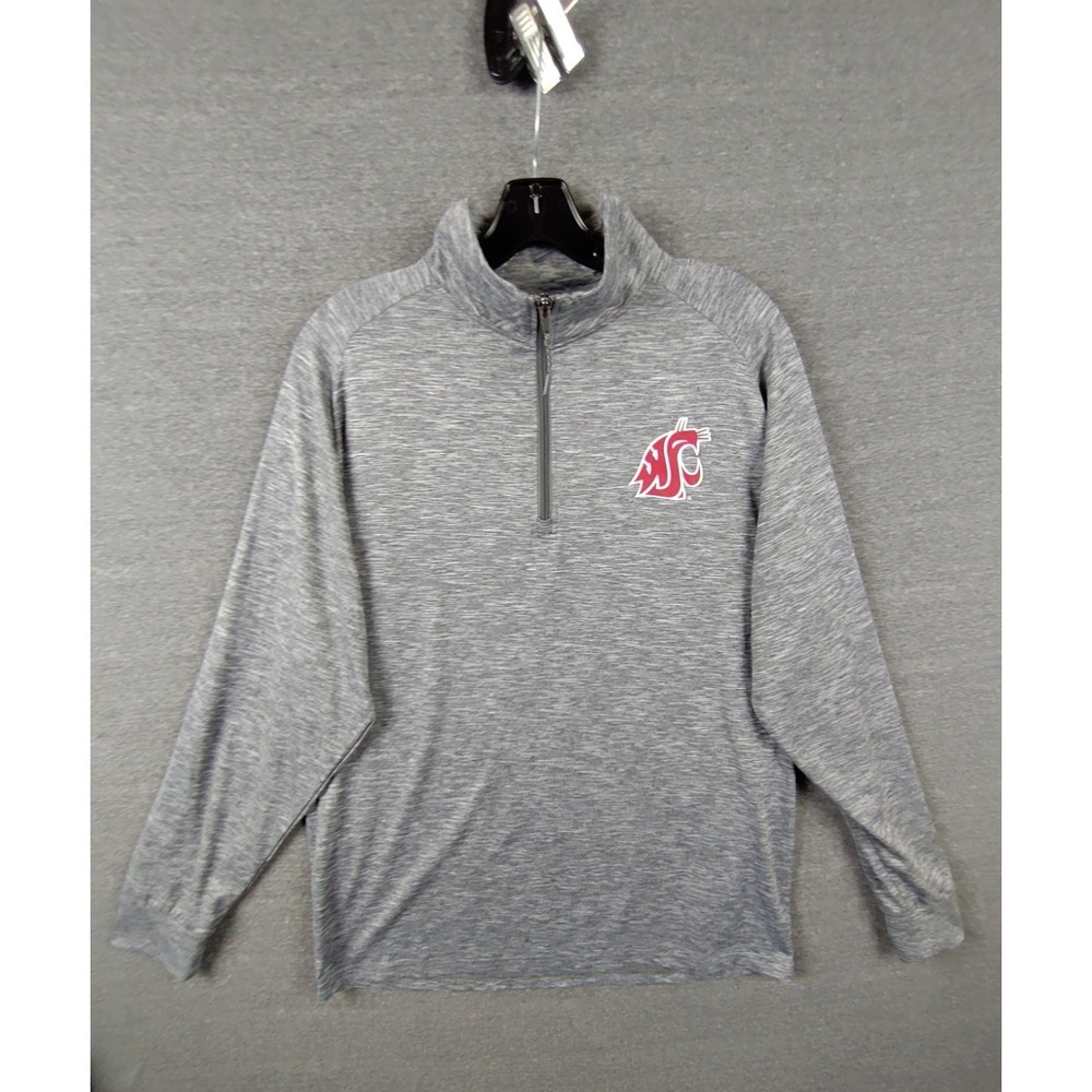 WSU‎ Mens Jacket Medium Gray 1/4 Zip Cougars Performance Athleisure WAZZU Casual